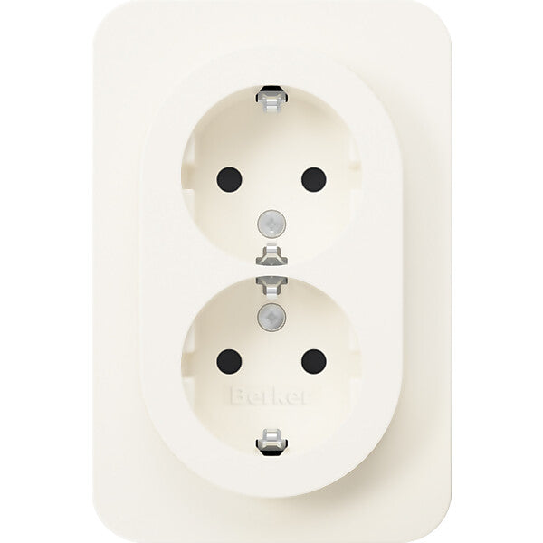 Hager/Berk Doppelsteckdose SCHUKO R.1 polarweiß glänz. 47592089